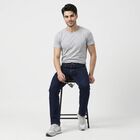 Men's Navy Blue Slim Fit Classic Five Pocket Jeans, गहरा नीला, small