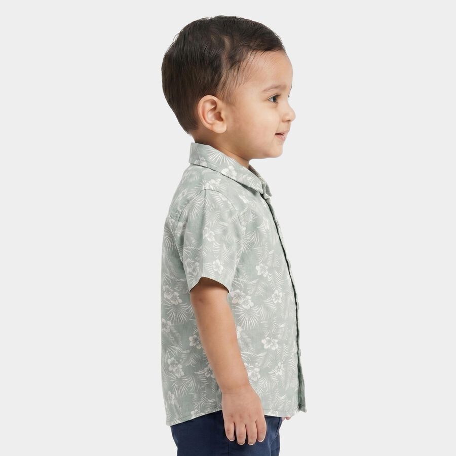 Infants Green Cotton Casual Shirt, हल्का हरा, large