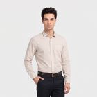 Men's Beige Striped Formal Shirt, गहरा पीला, small