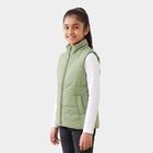 Girls' Sage Green Stand Collar Puffer Jacket, हल्का हरा, small