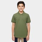 Boys Olive Round Neck Casual Half Sleeve T-Shirt, Olive, small