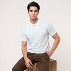 Men's Light Green Cotton Polo Neck Printed T-Shirt, Light Green, small
