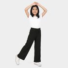 Girls Black Wide Leg Drawstring Trousers, Black, small