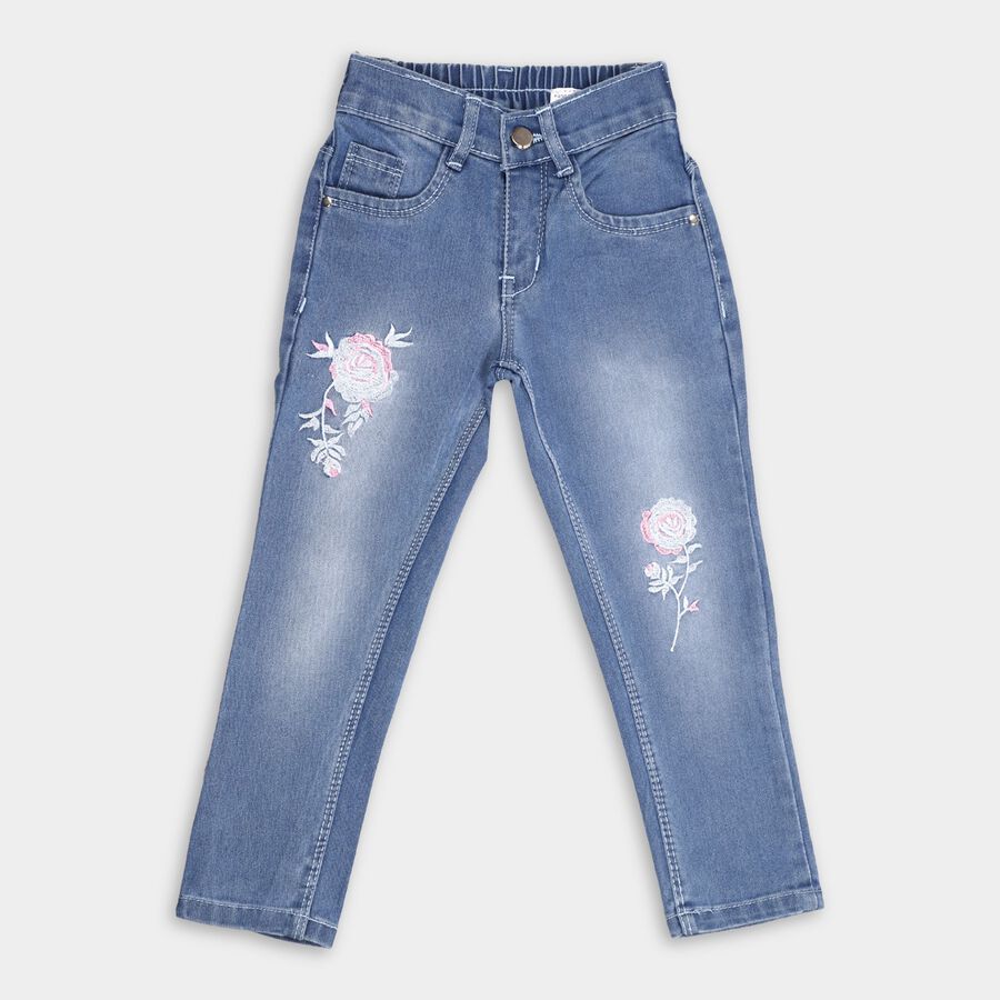 Girls' Jeans, मध्यम नीला, large image number null