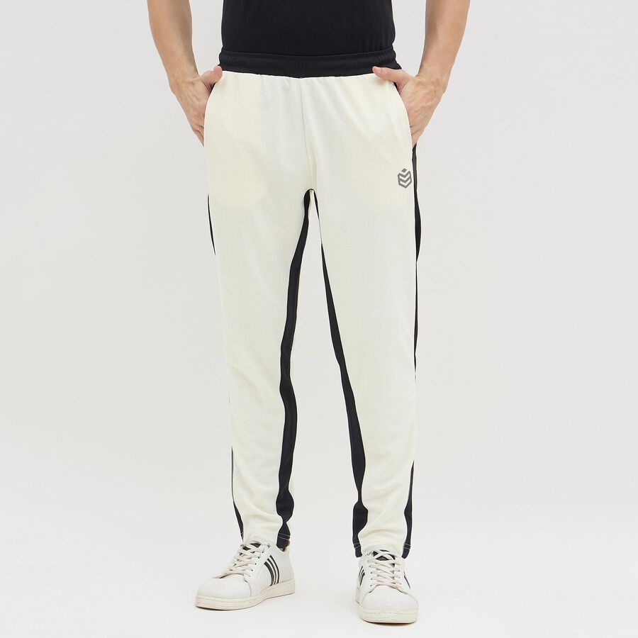Men's Off-White Slim Fit Side-Striped Track Pants, गहरा पीला, large image number null