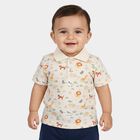 Infants Beige Cotton Polo Neck Casual T-Shirt, Beige, small
