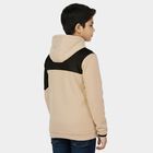 Boys Muted Beige Hooded Casual Sweatshirt, गहरा पीला, small image number null