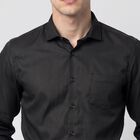 Men's Black Spread Collar Formal Shirt, काला, small