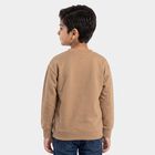 Boys' Beige Crew Neck Pullover Graphic Print Sweatshirt, गहरा पीला, small