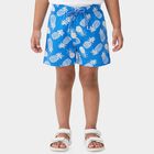 Boys Blue Relaxed Fit Printed Bermuda Shorts, Light Blue, small