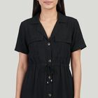 Women's Black High Neck Ribbed Bodycon Dress, Black, small