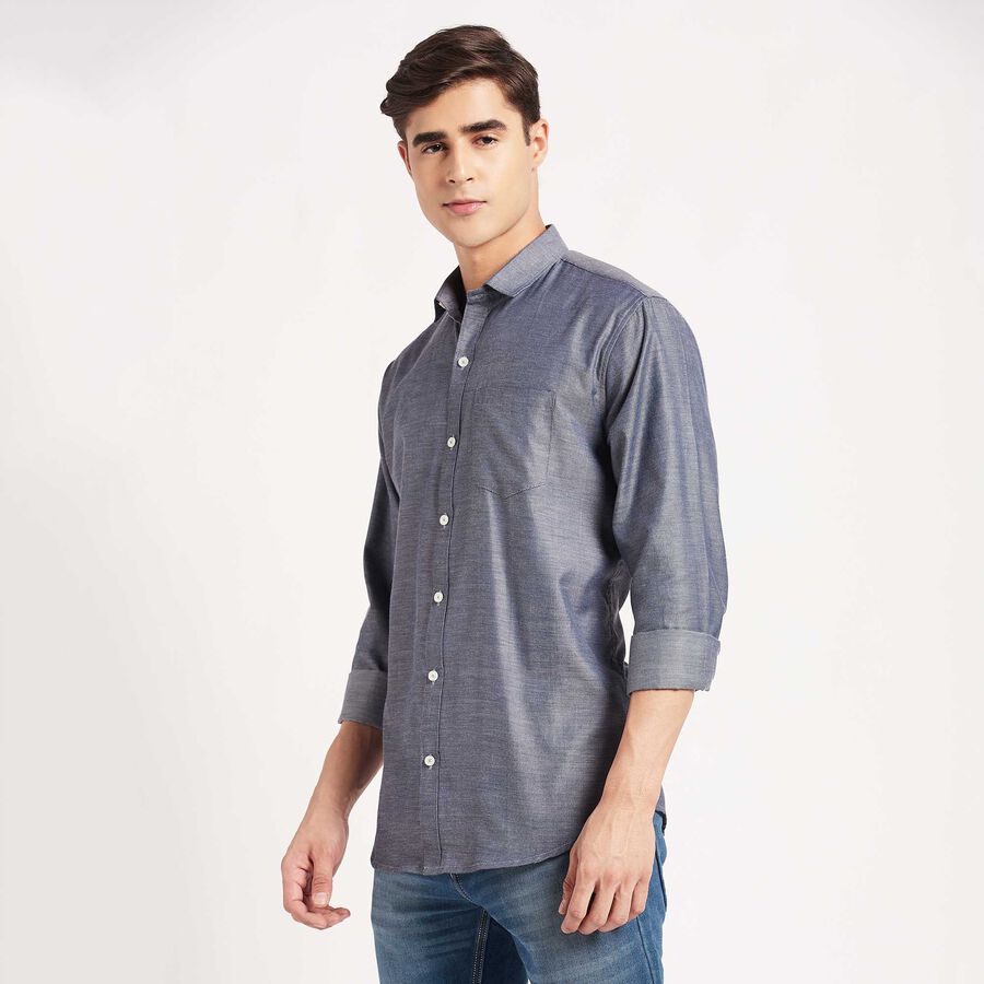 Solid Casual Shirt, Dark Grey, large image number null