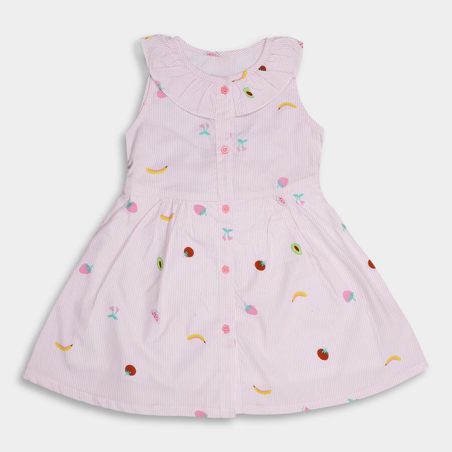 Girls' 100% Cotton Frock , हल्का गुलाबी, large image number null