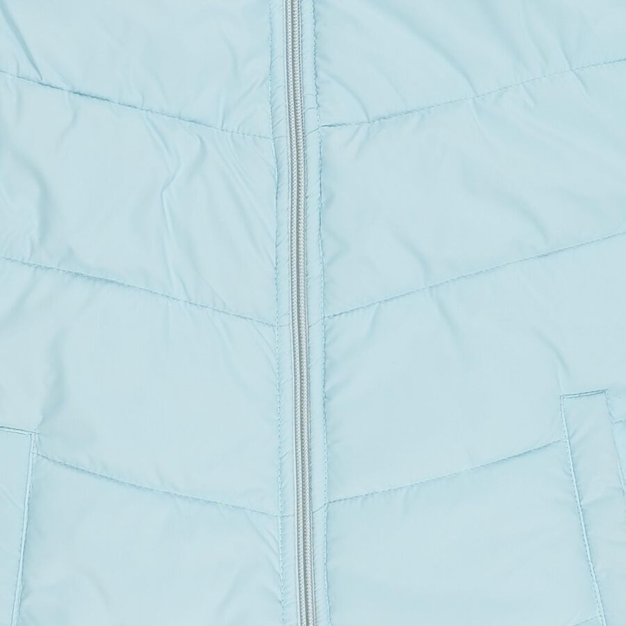 Girls' Light Blue High Neck Sleeveless Jacket, Light Blue, large image number null