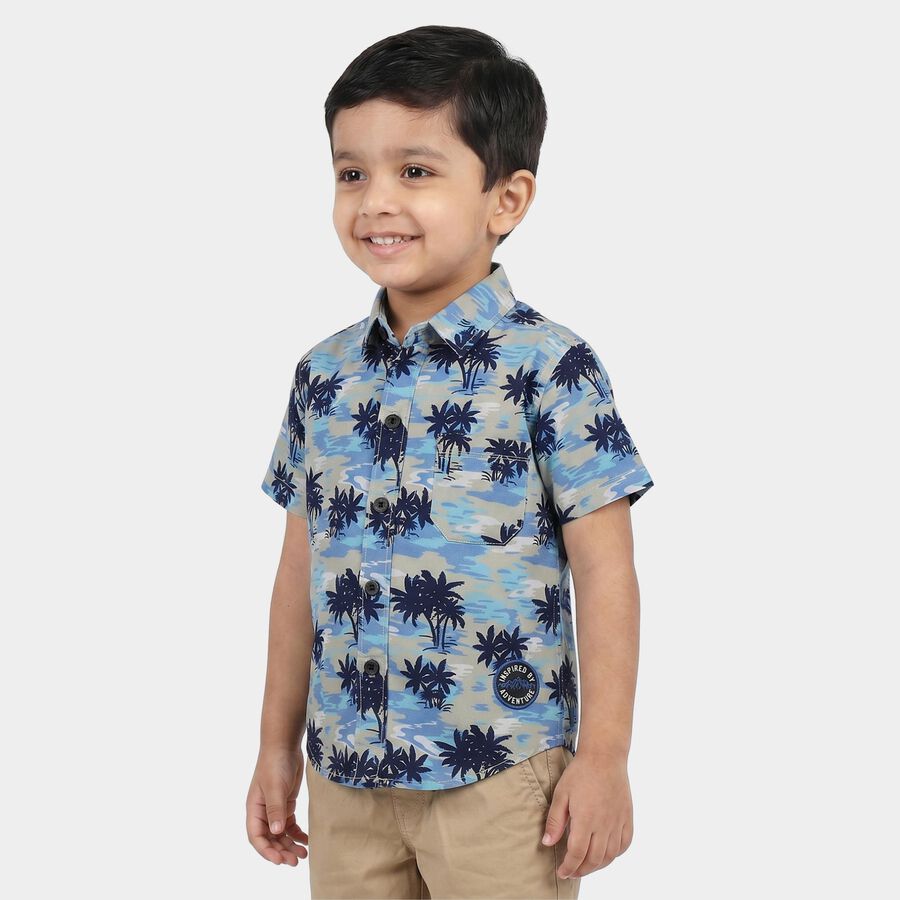 Boys Light Blue Cotton Regular Fit Casual Shirt, हल्का नीला, large