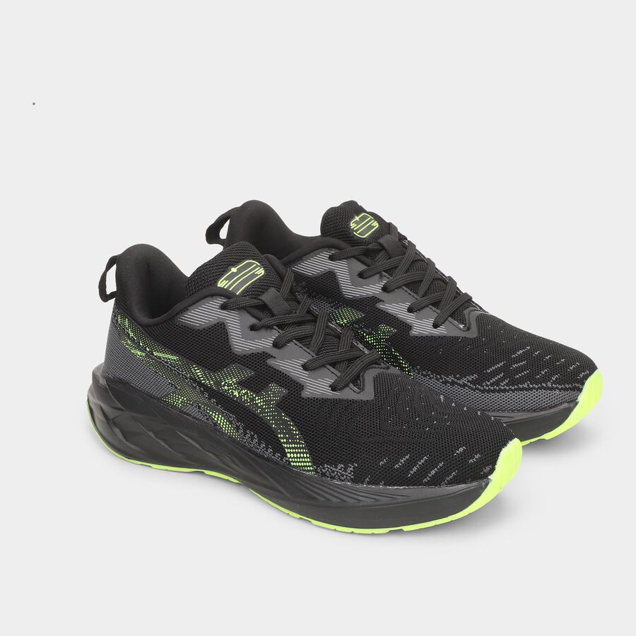 Men's Lace-Up Sports Shoes, काला, large image number null