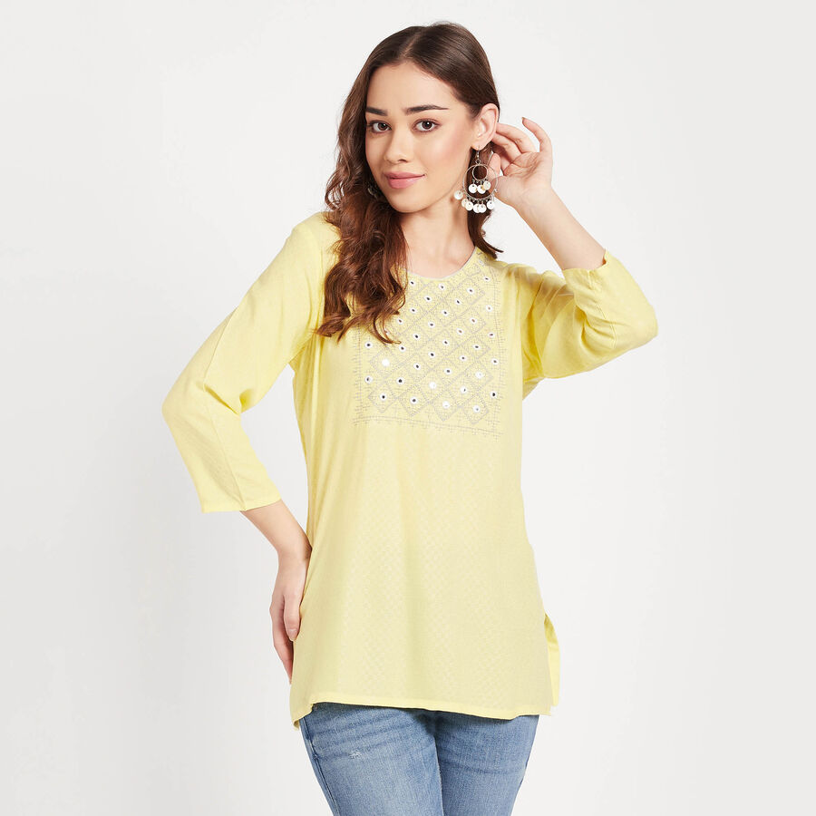 Embroidered Kurti, Yellow, large image number null