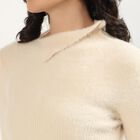 Women's Soft Beige High Neck Fitted Pullover, गहरा पीला, small image number null