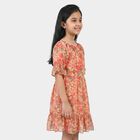 Girls Pink Off Shoulder Fit and Flare Dress, गुलाबी, small