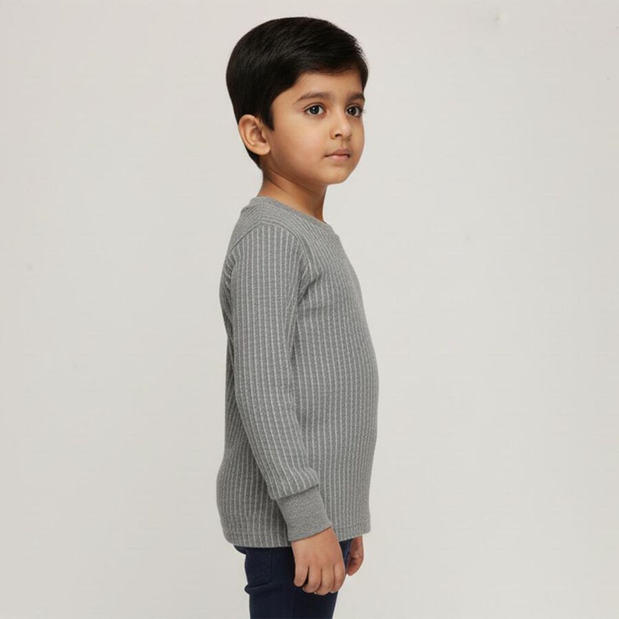 Boys Muted Charcoal Grey Thermal, मिश्रित हल्का ग्रे, large image number null