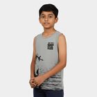 Boys Light Grey Round Neck Casual Printed T-Shirt, Light Grey, small