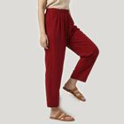 Women's Maroon Regular Fit Solid Palazzos, Maroon, small