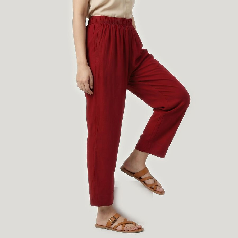 Women's Maroon Regular Fit Solid Palazzos, Maroon, large