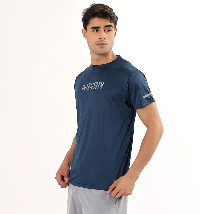 Men's Deep Midnight Navy Crew Neck Athleisure T-Shirt, गहरा नीला, large image number null
