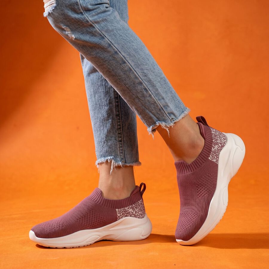 Women's Pink Slip-On Sneakers, गुलाबी, large