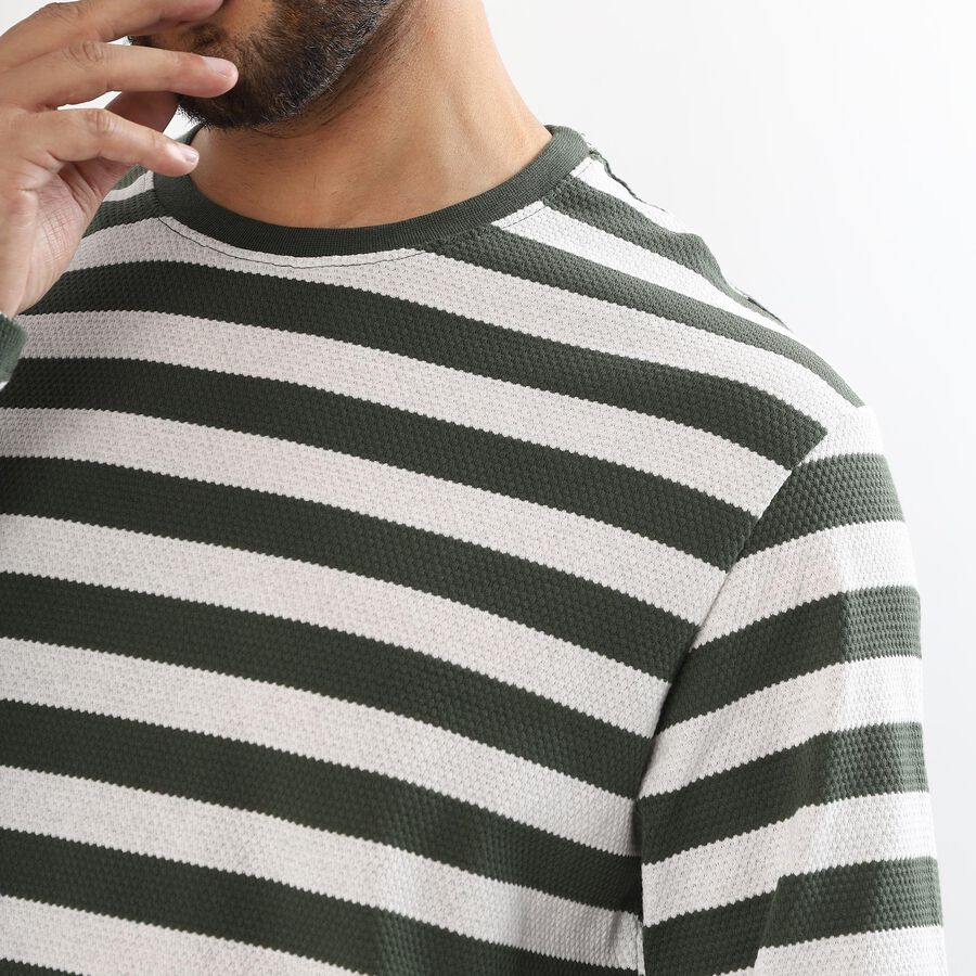 Men's Muted Sage Green Round Neck Casual T-Shirt, हल्का हरा, large image number null