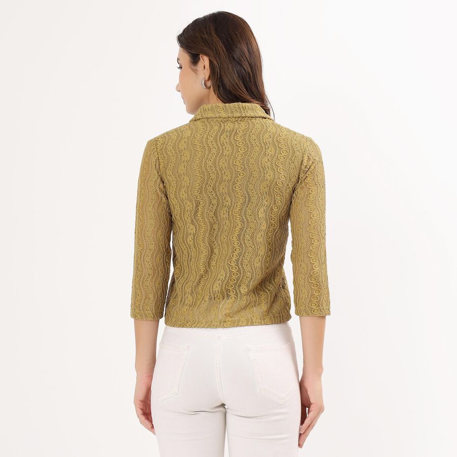Women's Light Green Lace Full Sleeve Shirt, Light Green, large image number null