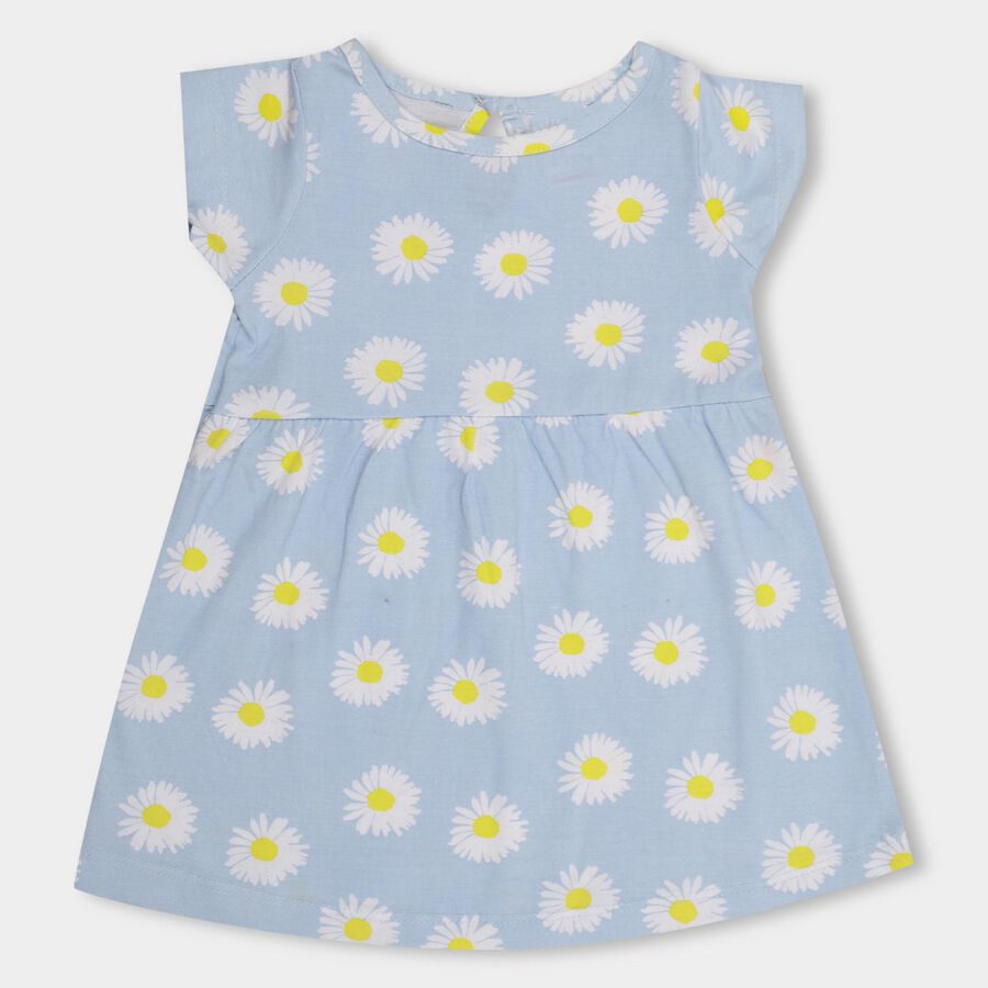 Infant Girls' 100% Cotton Frock , हल्का नीला, large image number null