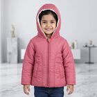 Girls Pink Hooded Puffer Jacket, Pink, small