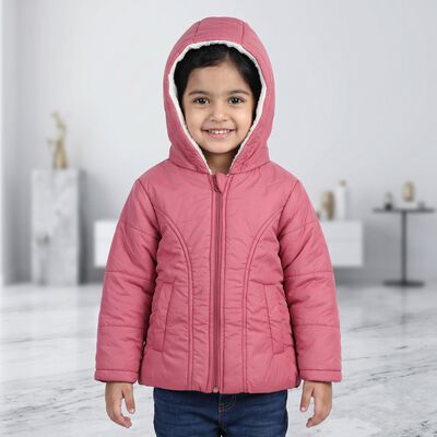Girls Pink Hooded Puffer Jacket
