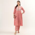 Women's Pink Floral Printed Ethnic Set, हल्का गुलाबी, small
