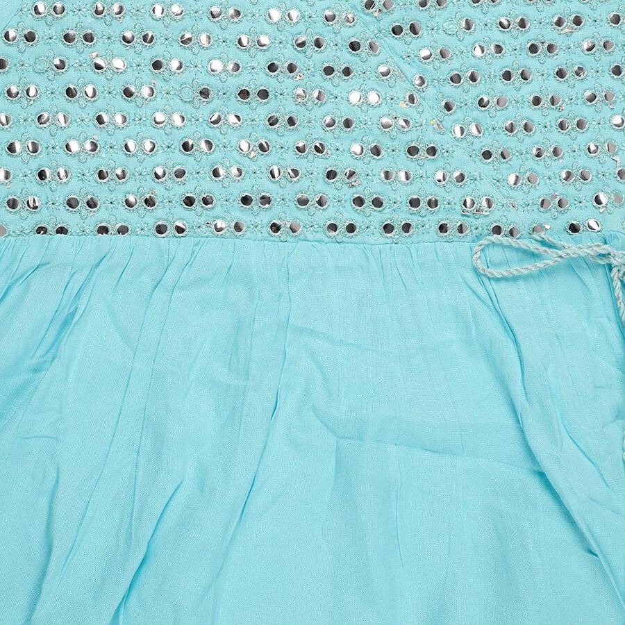 Girls Light Blue Embroidered Bohemian Kurta and Palazzo Fusion Set, हल्का नीला, large