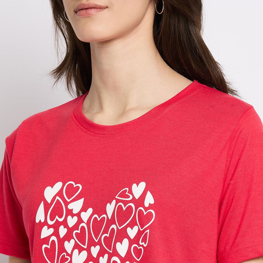 Ladies' Round Neck T-Shirt , मूँगा (कोरल), large image number null