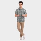 Men's Navy Blue Checked Regular Fit Casual Shirt, Navy Blue, small