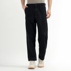 Men's 100% Cotton Slim Fit Casual Trousers, काला, small