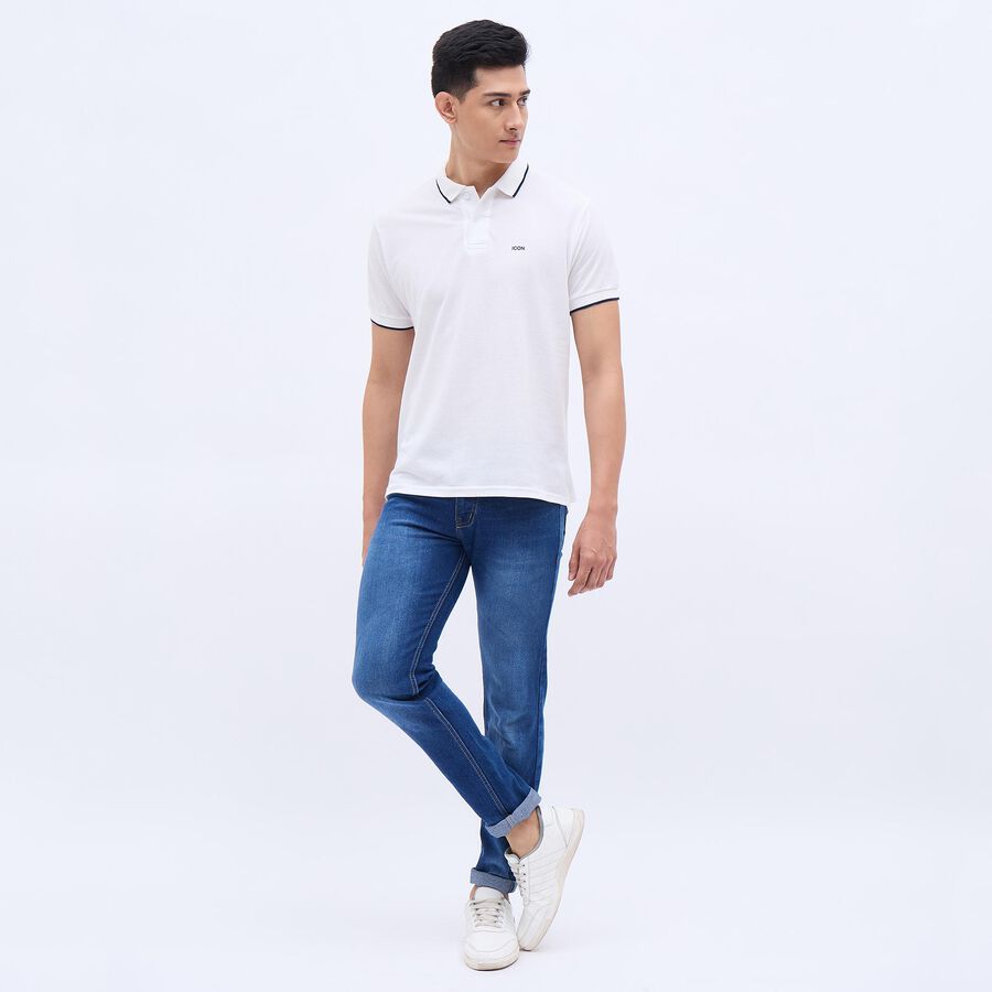 Men's Rich White Polo Neck T-Shirt, White, large image number null
