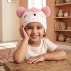 Girls' Pink Pom-Pom Beanie Cap, Light Pink, small