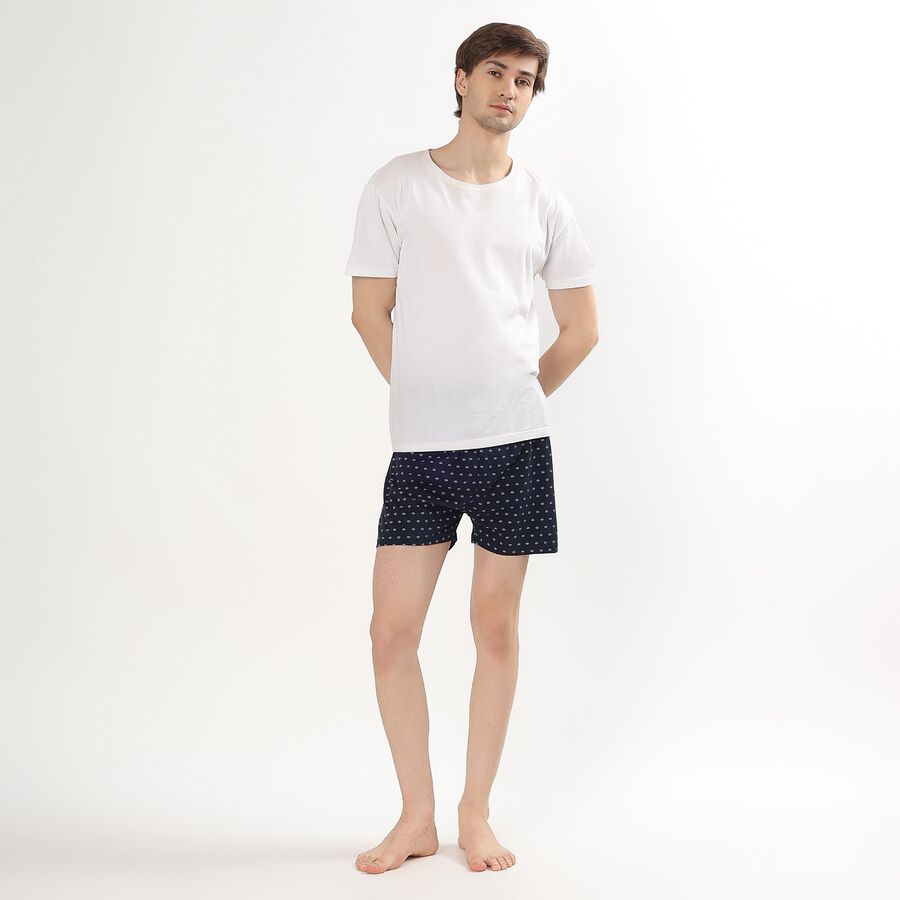 Men's Navy Blue Outer Elastic Printed Boxers, Navy Blue, large image number null
