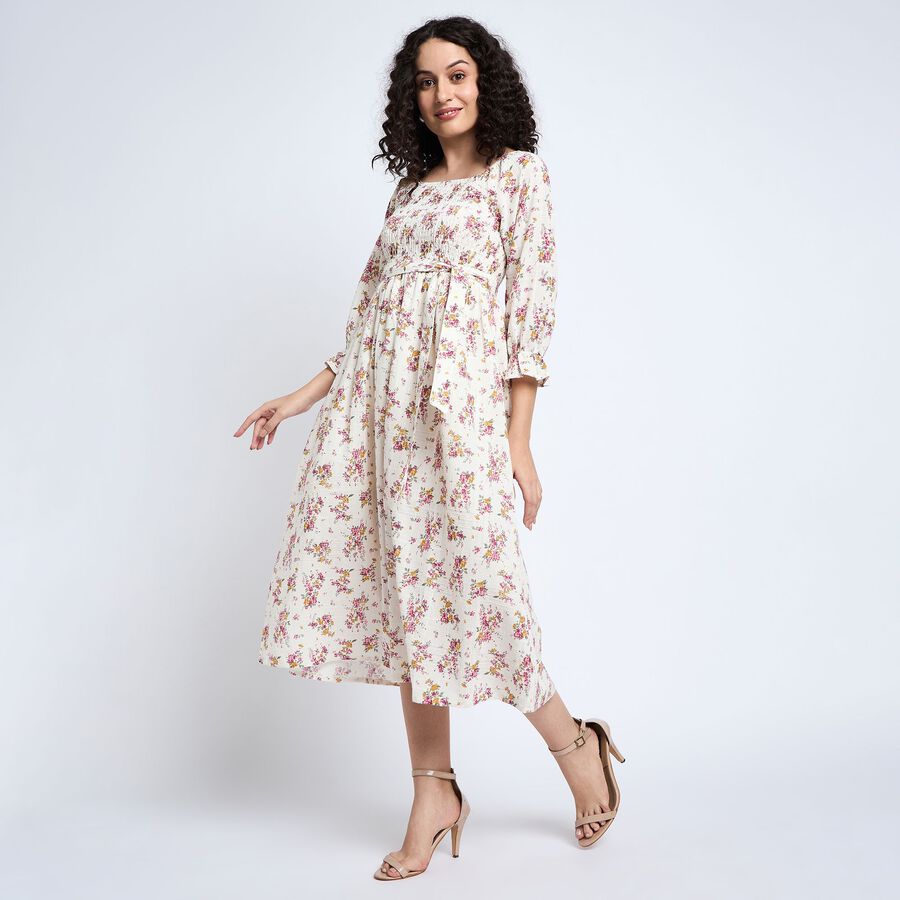 Ladies' 100% Cotton Dress , Off White, large image number null