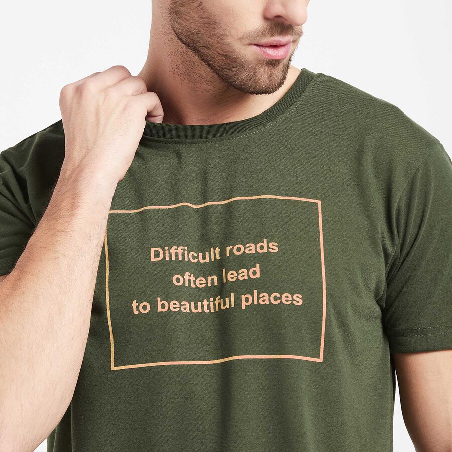 Round Neck T-Shirt, Olive, large image number null