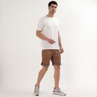Men's Muted Brown Regular Fit Textured Bermuda Shorts, Brown, small