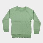 Girls' Sage Green Crew Neck Embellished Pullover, हल्का हरा, small