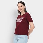 Ladies' 100% Cotton Round Neck T-Shirt , Wine, small image number null