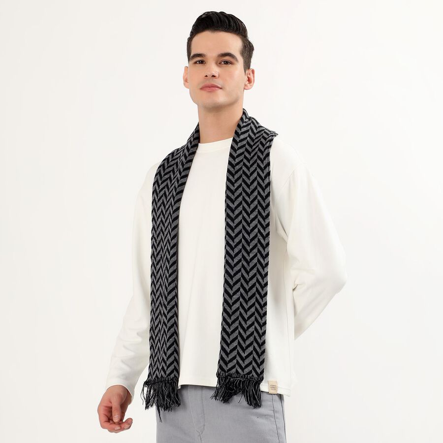 Men's Muffler, काला, large image number null
