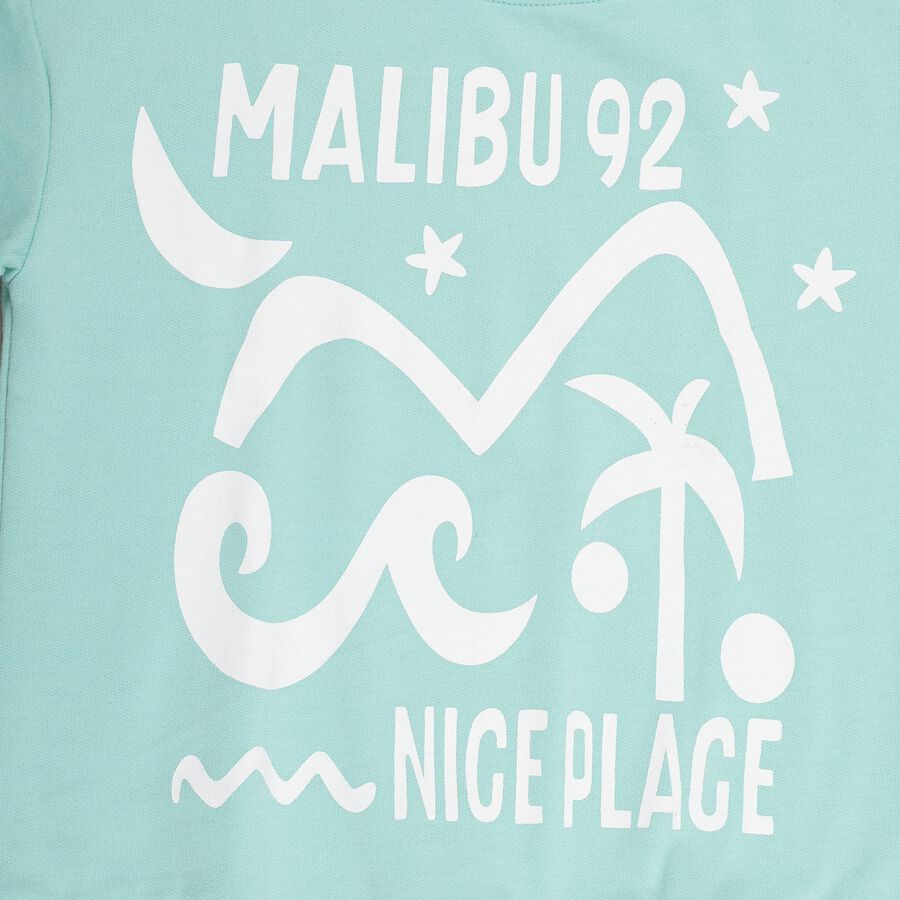 Girls Light Mint Green Crew Neck Casual Sweatshirt, Light Green, large image number null