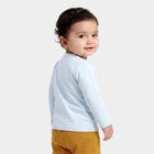 Infants Light Blue Cotton Round Neck Regular T-Shirt, हल्का नीला, small